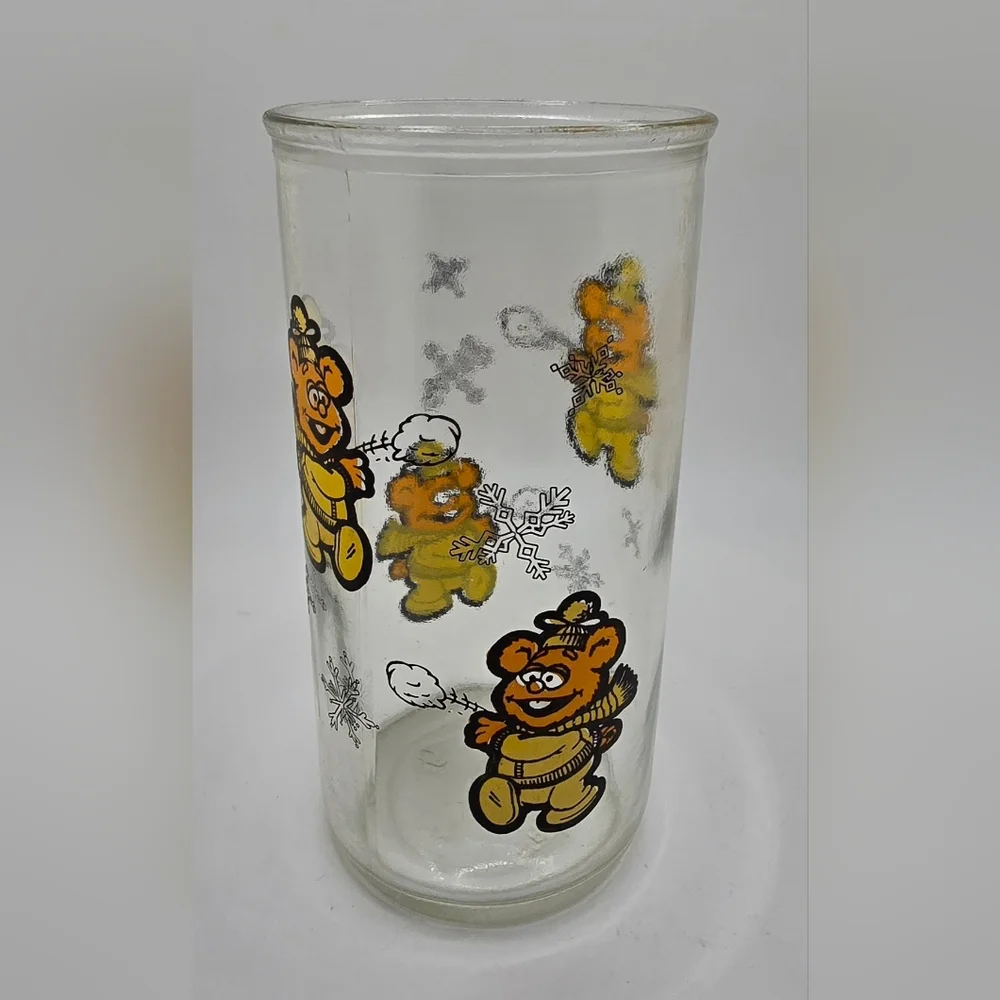 Muppet Babies Fozzie Bear Henson Associates Inc 1989 Vintage Glass Collector GUC
